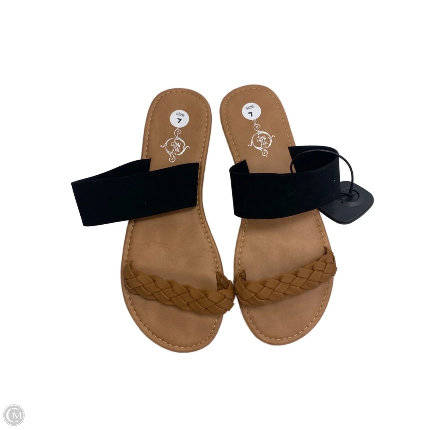 Sandals Flats By Clothes Mentor In Black & Brown, Size: 7