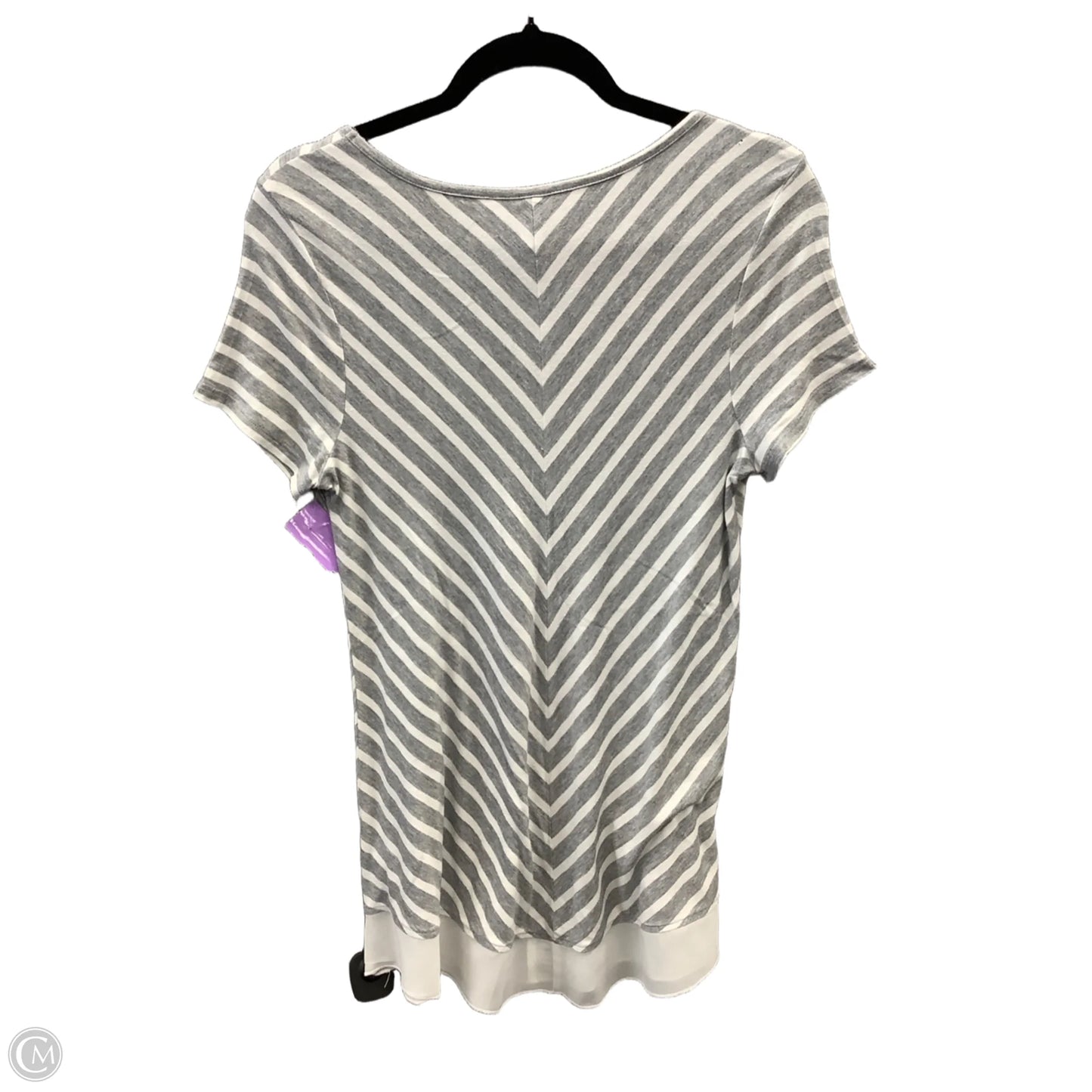 Top Short Sleeve By Cato In Grey & White, Size: S