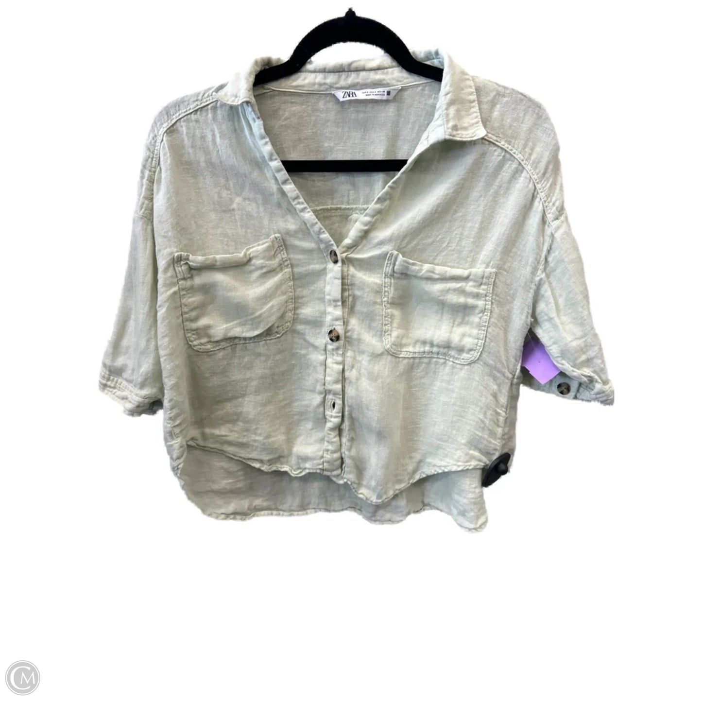 Top Short Sleeve By Zara In Green, Size: S