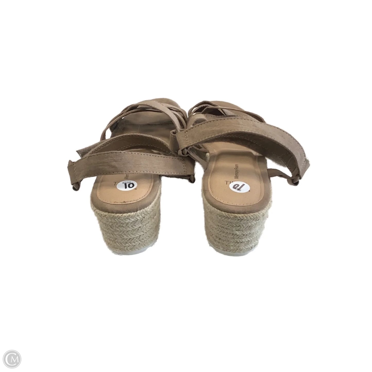 Sandals Heels Wedge By Time And Tru In Tan, Size: 10