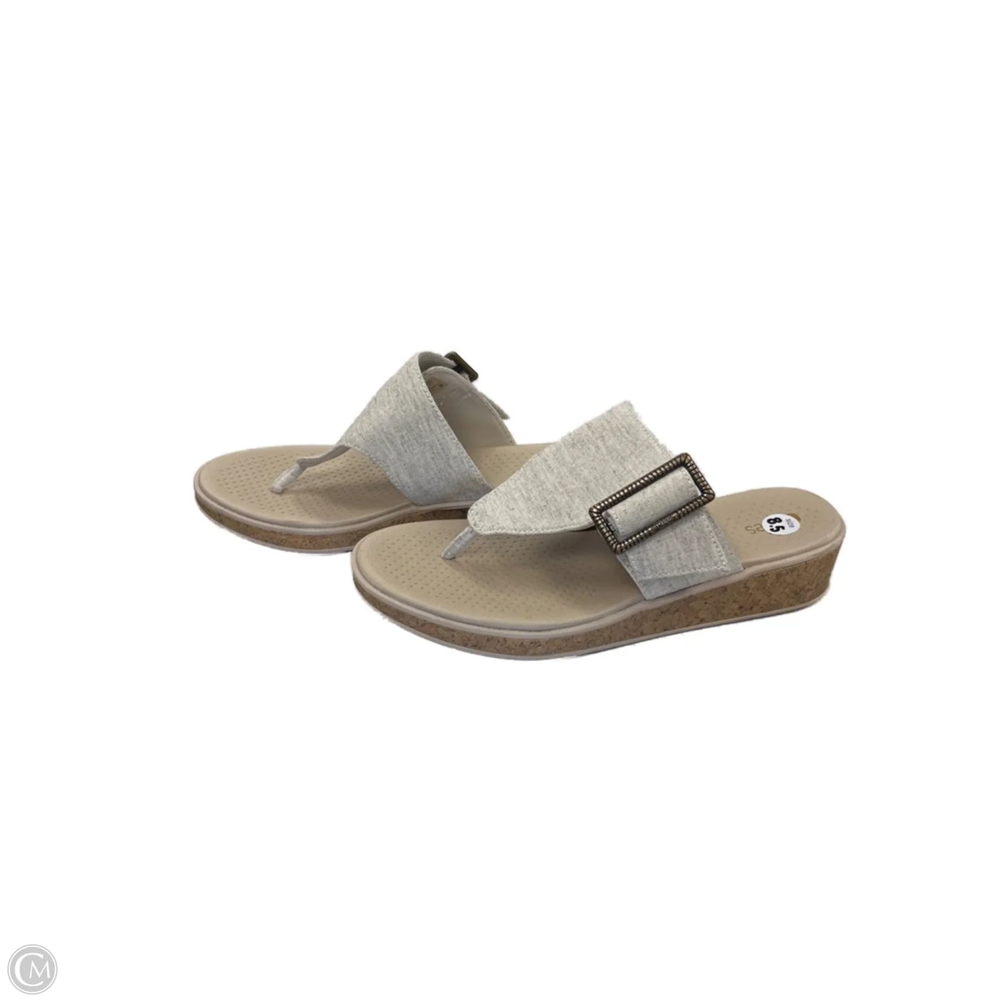 Sandals Heels Wedge By Bzees In Tan, Size: 8.5