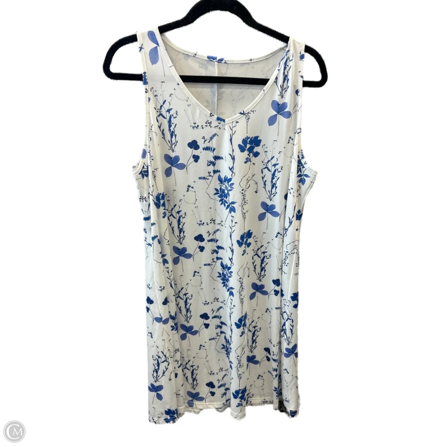 Dress Casual Midi By Clothes Mentor In Blue & White, Size: Xl