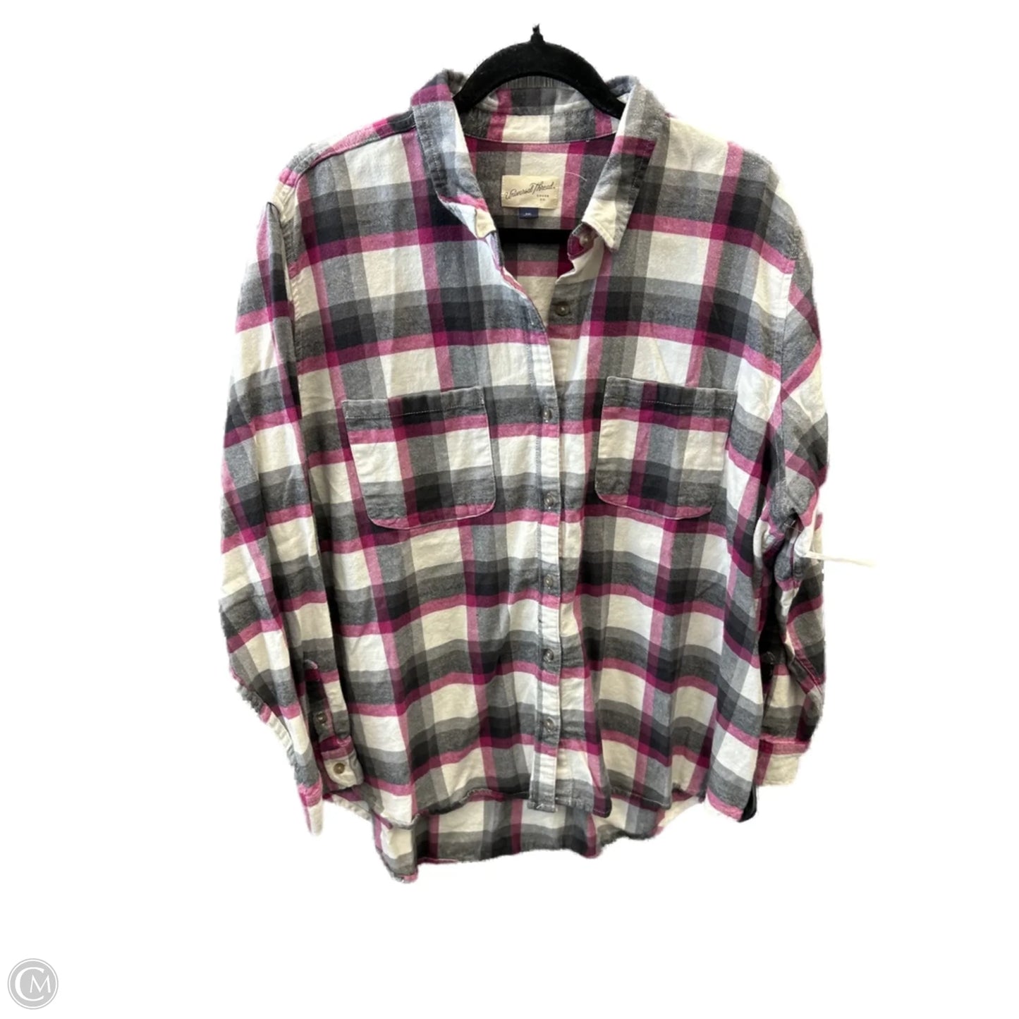 Top Long Sleeve By Universal Thread In Plaid Pattern, Size: Xxl