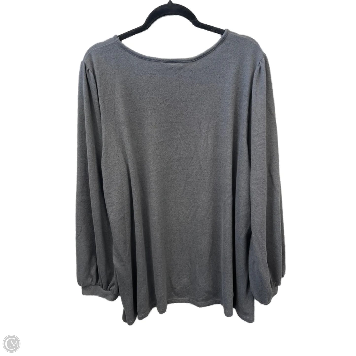 Top Long Sleeve By Cj Banks In Grey, Size: 3x