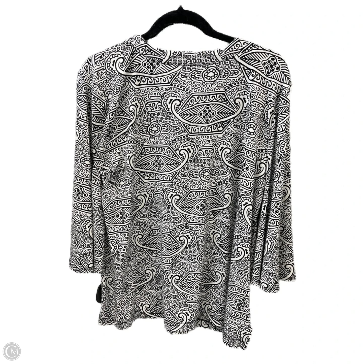 Top Long Sleeve By Cato In Black & White, Size: L