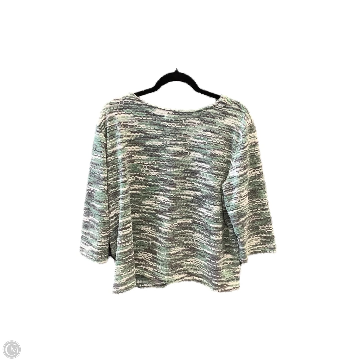 Top Long Sleeve By Alfred Dunner In Green & Grey, Size: Lp