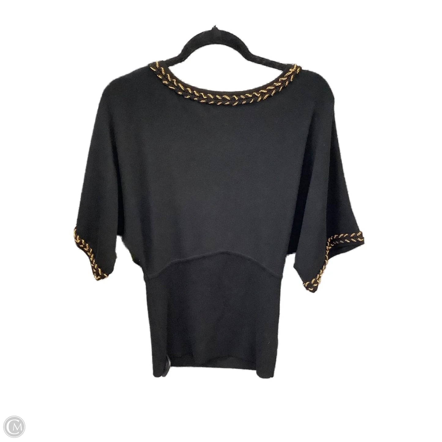 Top Long Sleeve By Cache In Black & Gold, Size: M