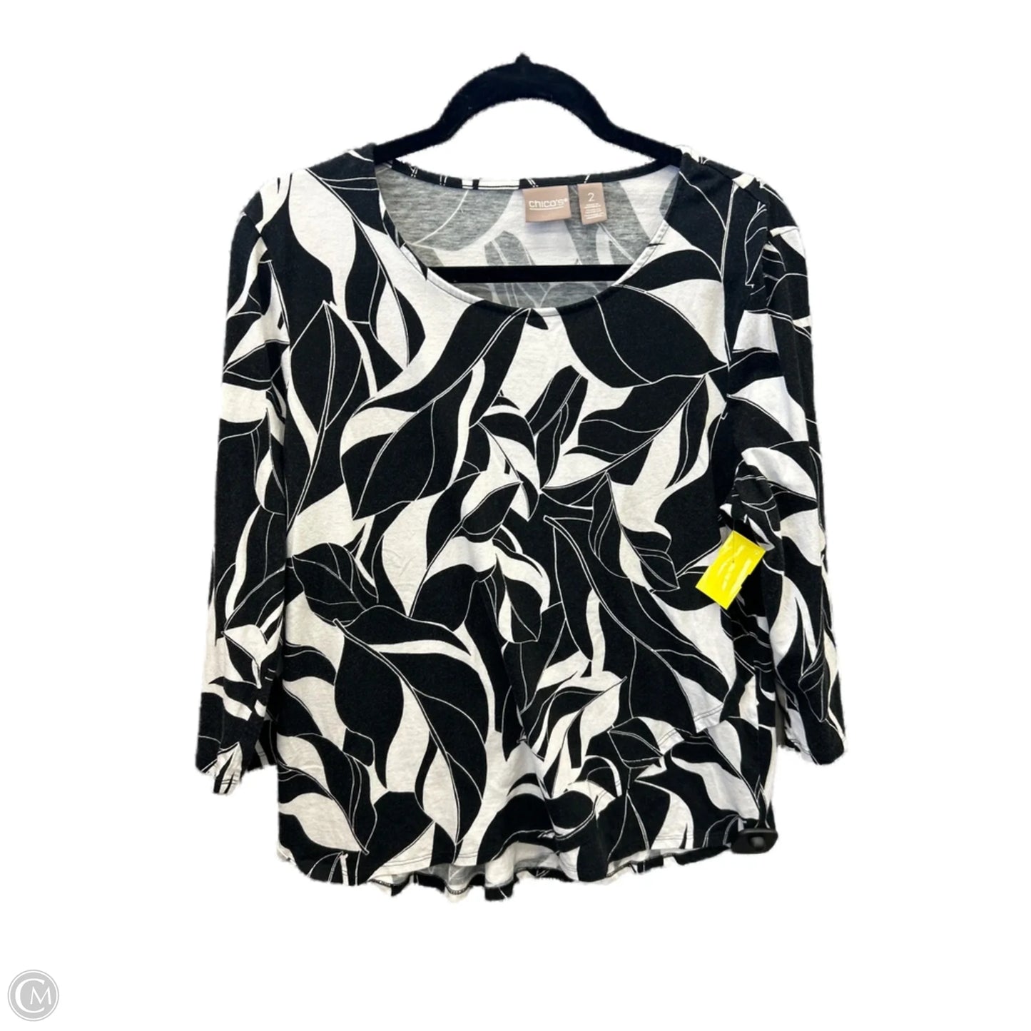 Top Long Sleeve By Chicos In Black & White, Size: L