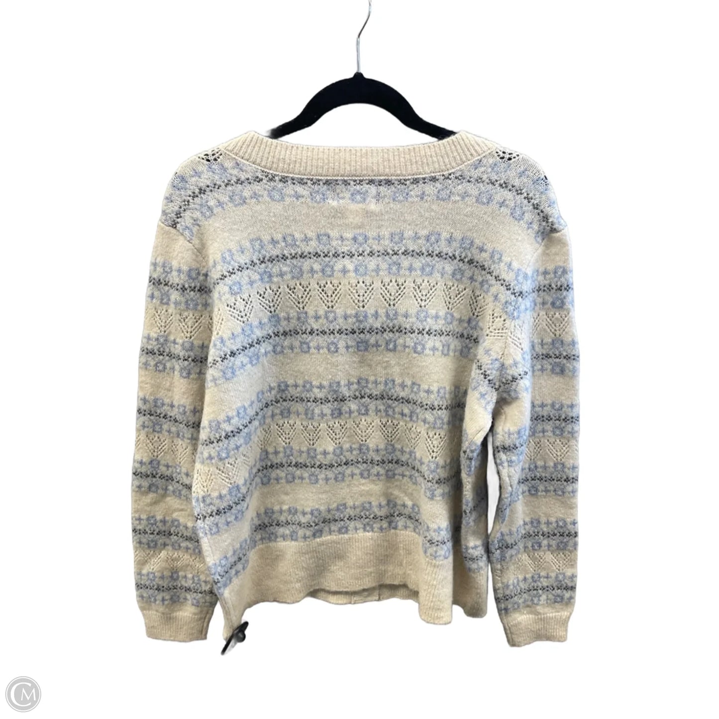 Sweater Cardigan By Croft And Barrow In Blue & Tan, Size: L