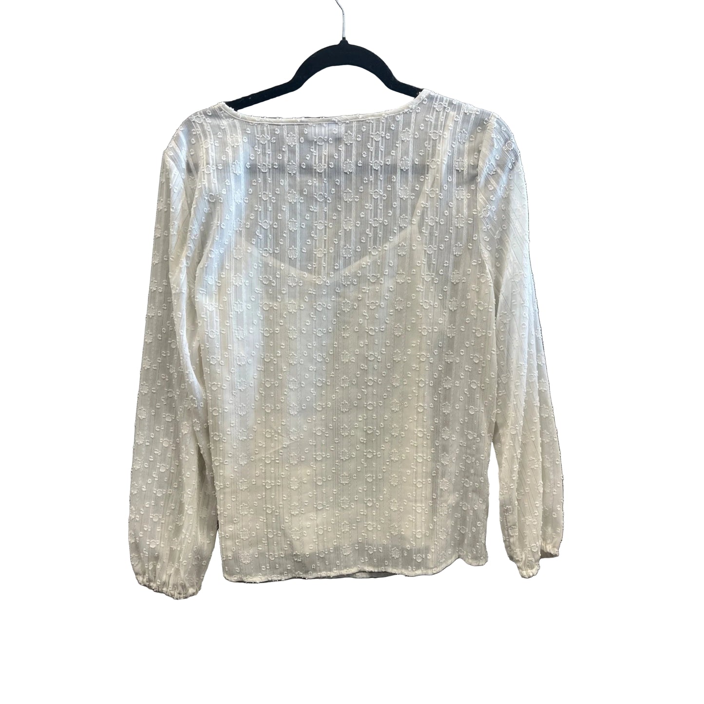 Top Long Sleeve By Liz Claiborne In White, Size: M