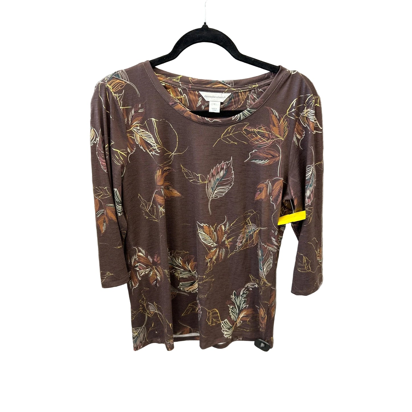 Top Long Sleeve By Christopher And Banks In Brown, Size: M