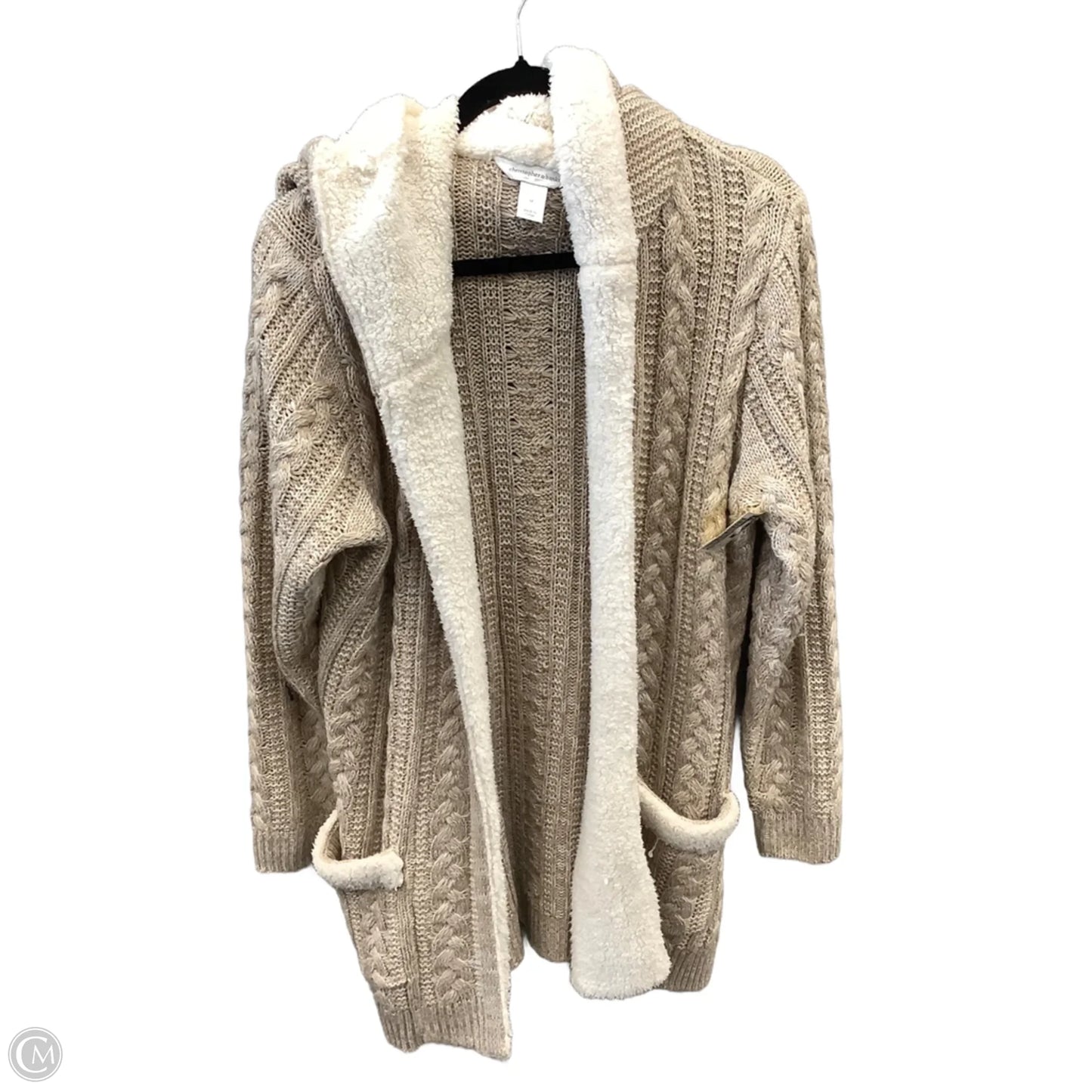Sweater Cardigan By Christopher And Banks In Tan & White, Size: M