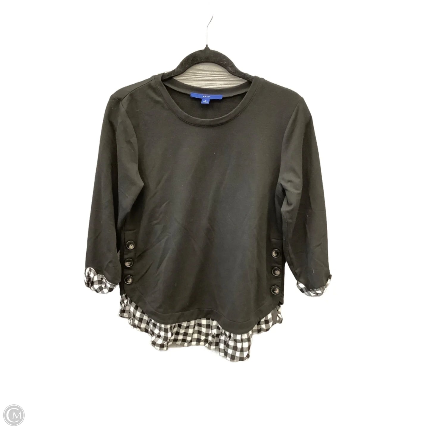 Top Long Sleeve By Apt 9 In Black, Size: S