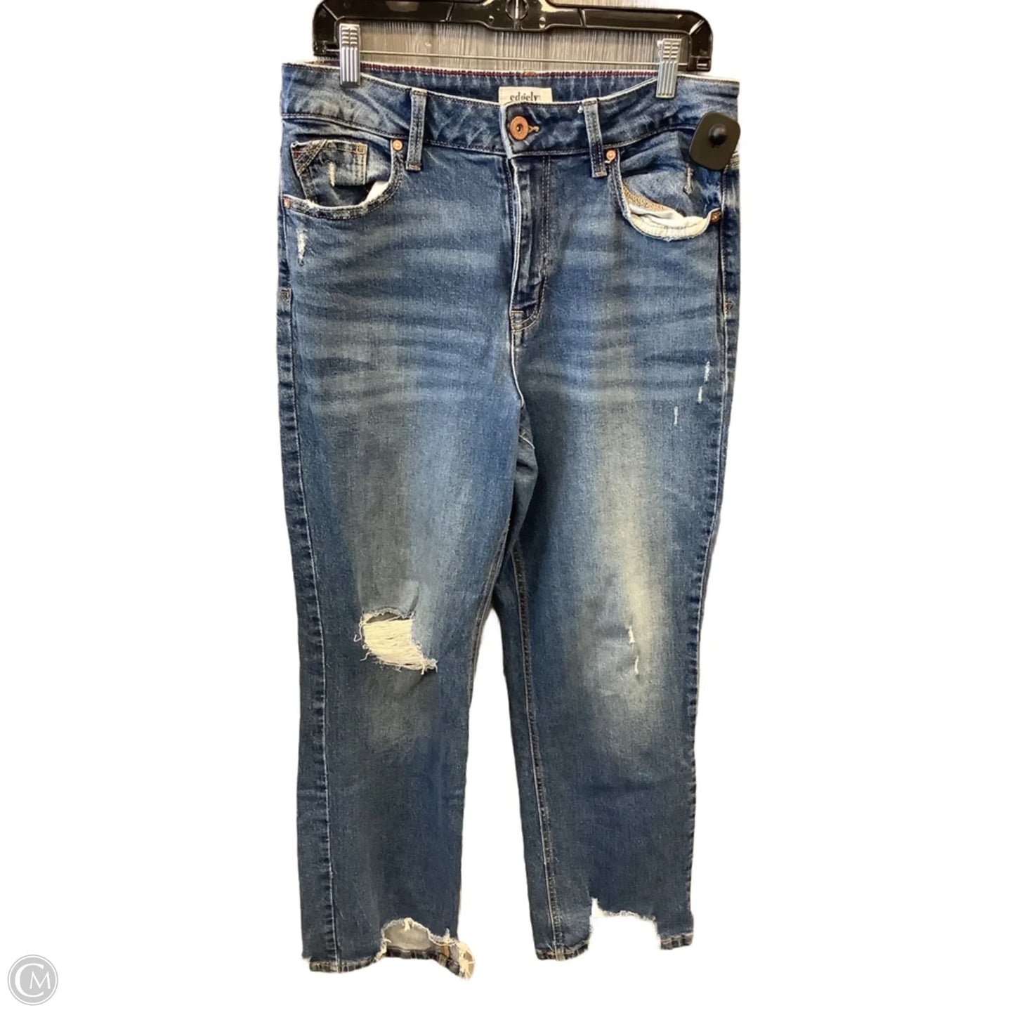 Jeans Straight By Edgely In Blue Denim, Size: 12