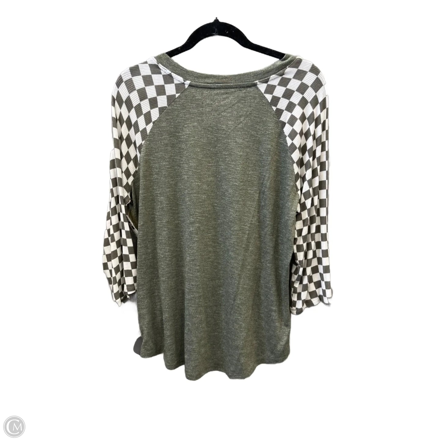 Top Long Sleeve By Maurices In Green & White, Size: L