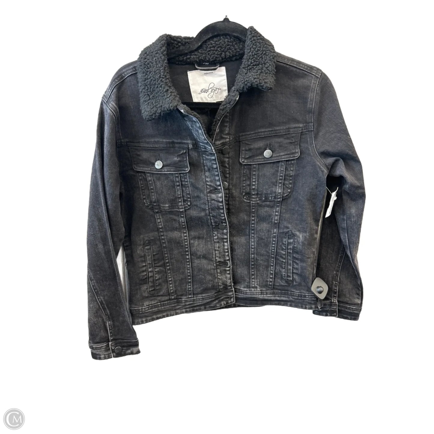 Jacket Denim By Clothes Mentor In Black Denim, Size: S