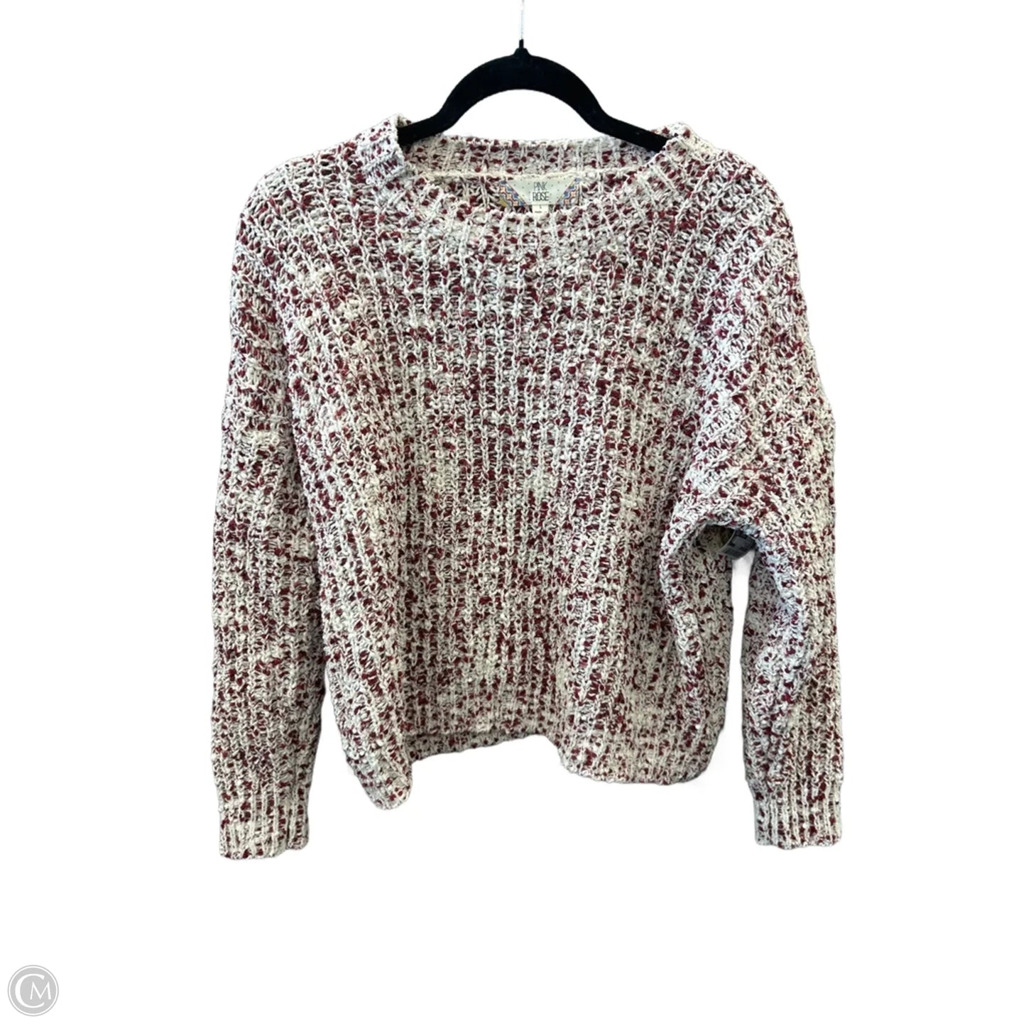 Sweater By Pink Rose In Red & White, Size: L