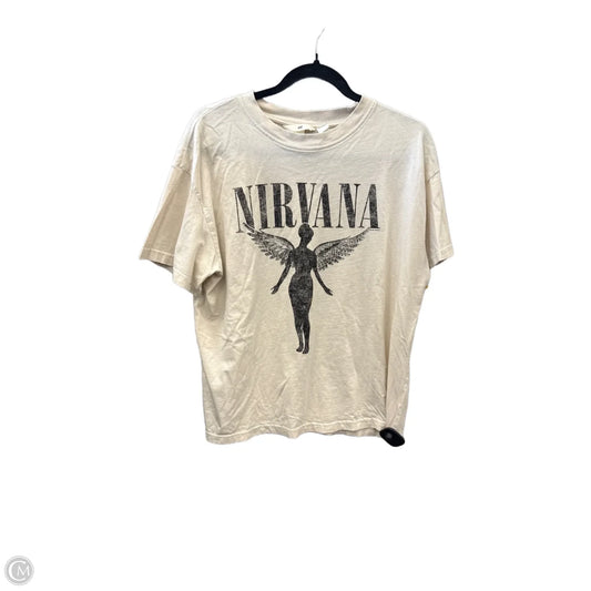 Top Short Sleeve By H&m In Tan, Size: S