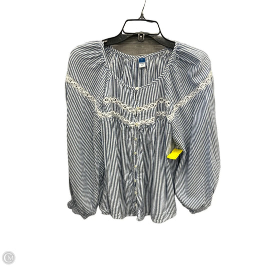 Top Long Sleeve By Old Navy In Blue & White, Size: M