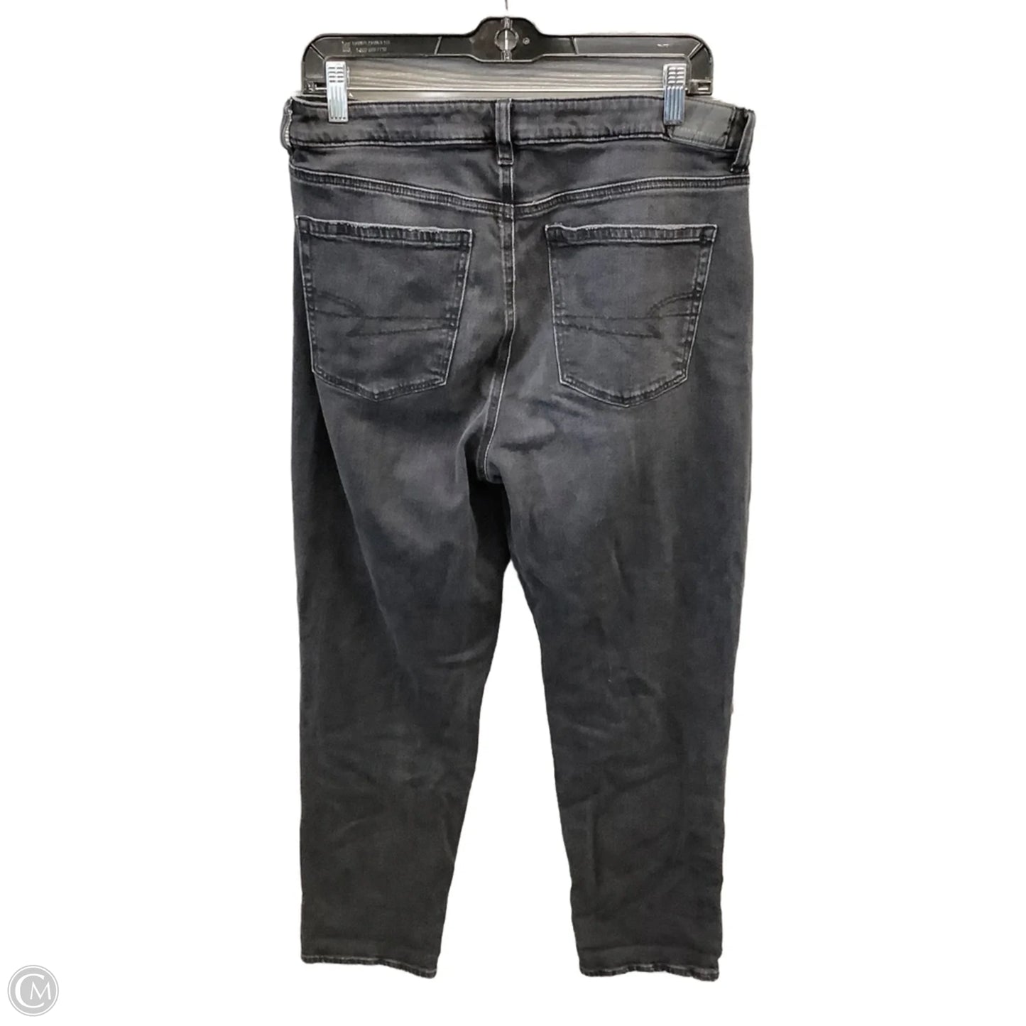 Jeans Straight By American Eagle In Black Denim, Size: 12