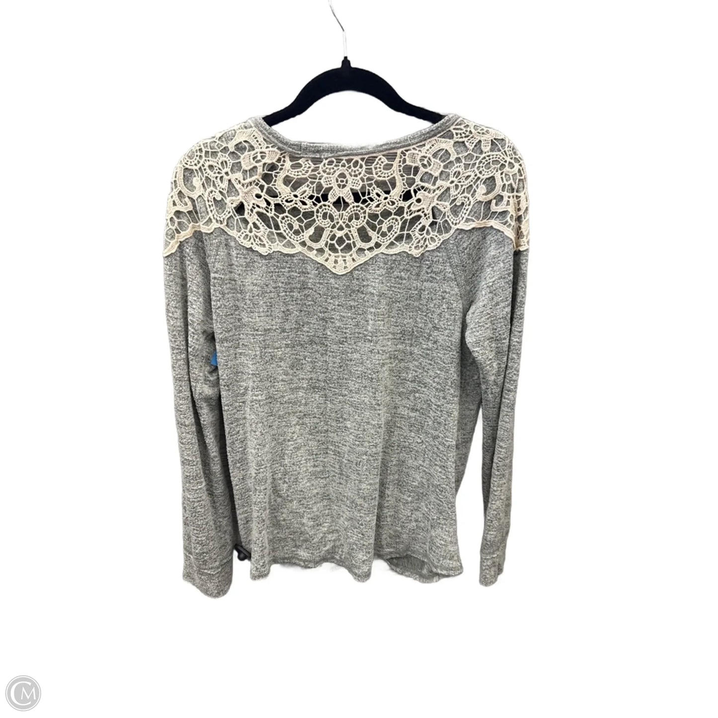 Top Long Sleeve By Rewind In Grey, Size: L