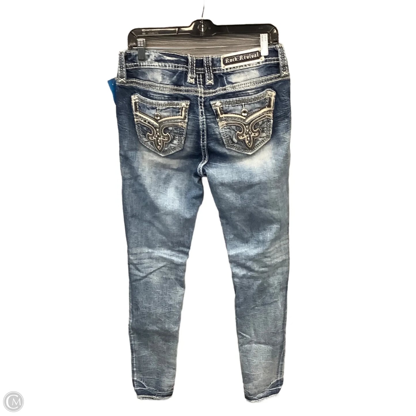 Jeans Skinny By Rock Revival In Blue Denim, Size: 10