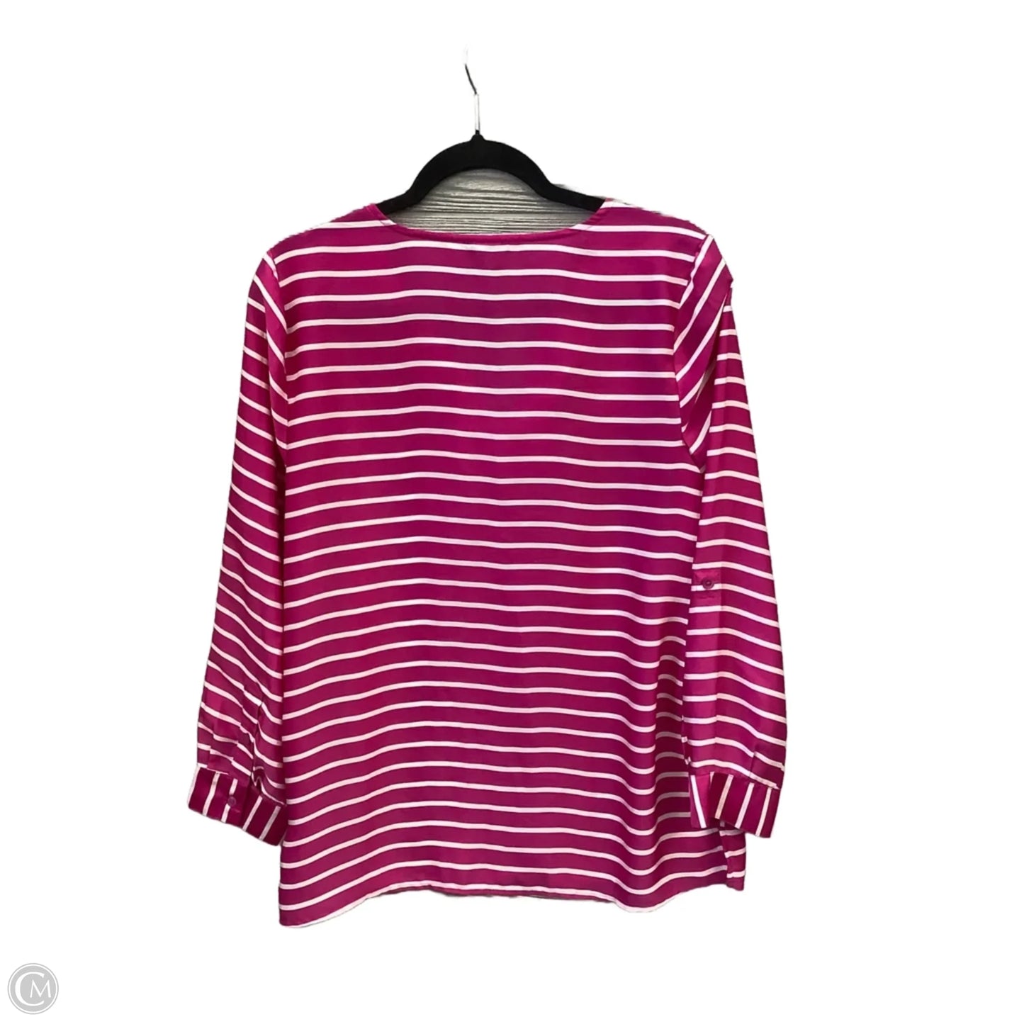 Top Long Sleeve By Ann Taylor In Pink & White, Size: Mp