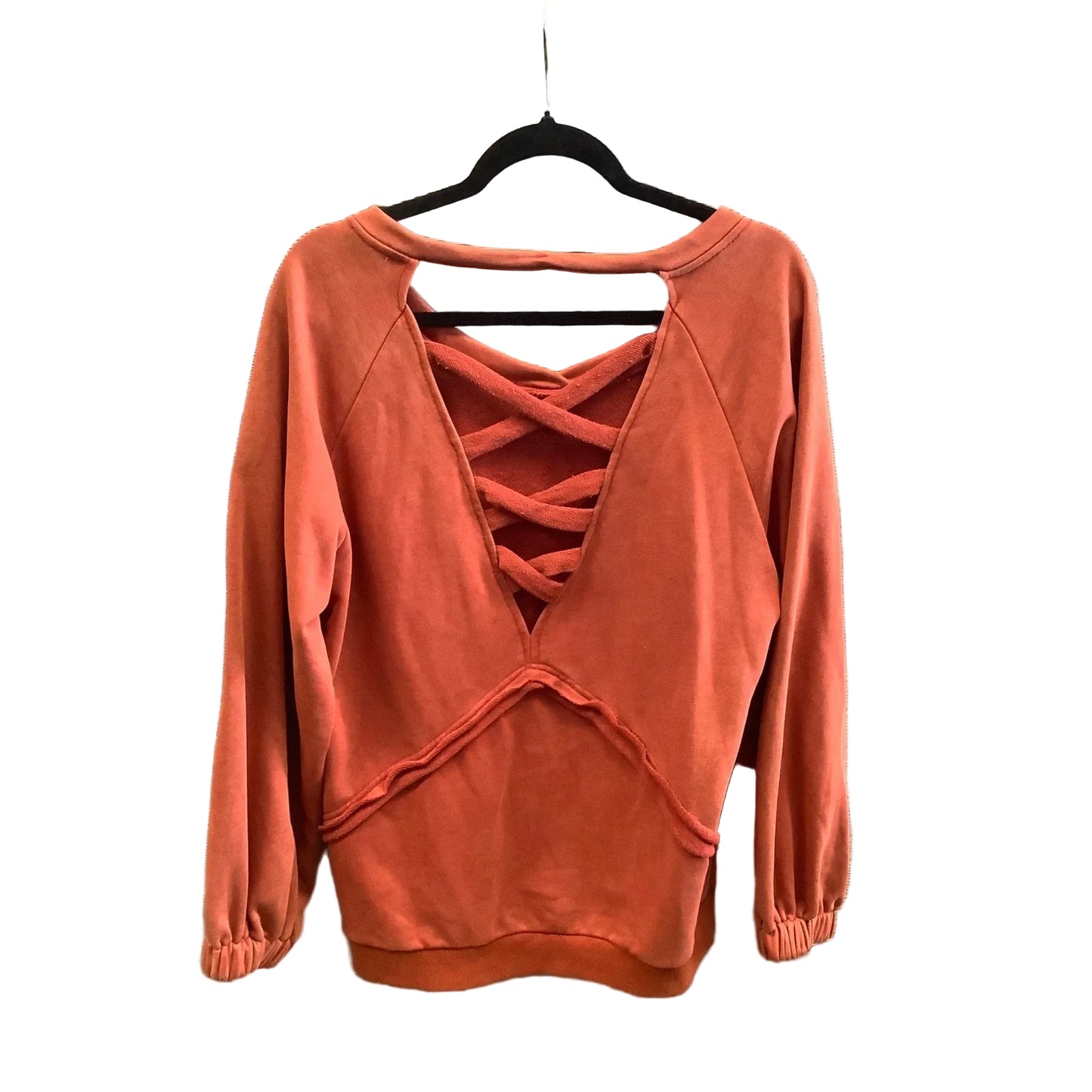 Sweatshirt Crewneck By Pol In Orange, Size: S