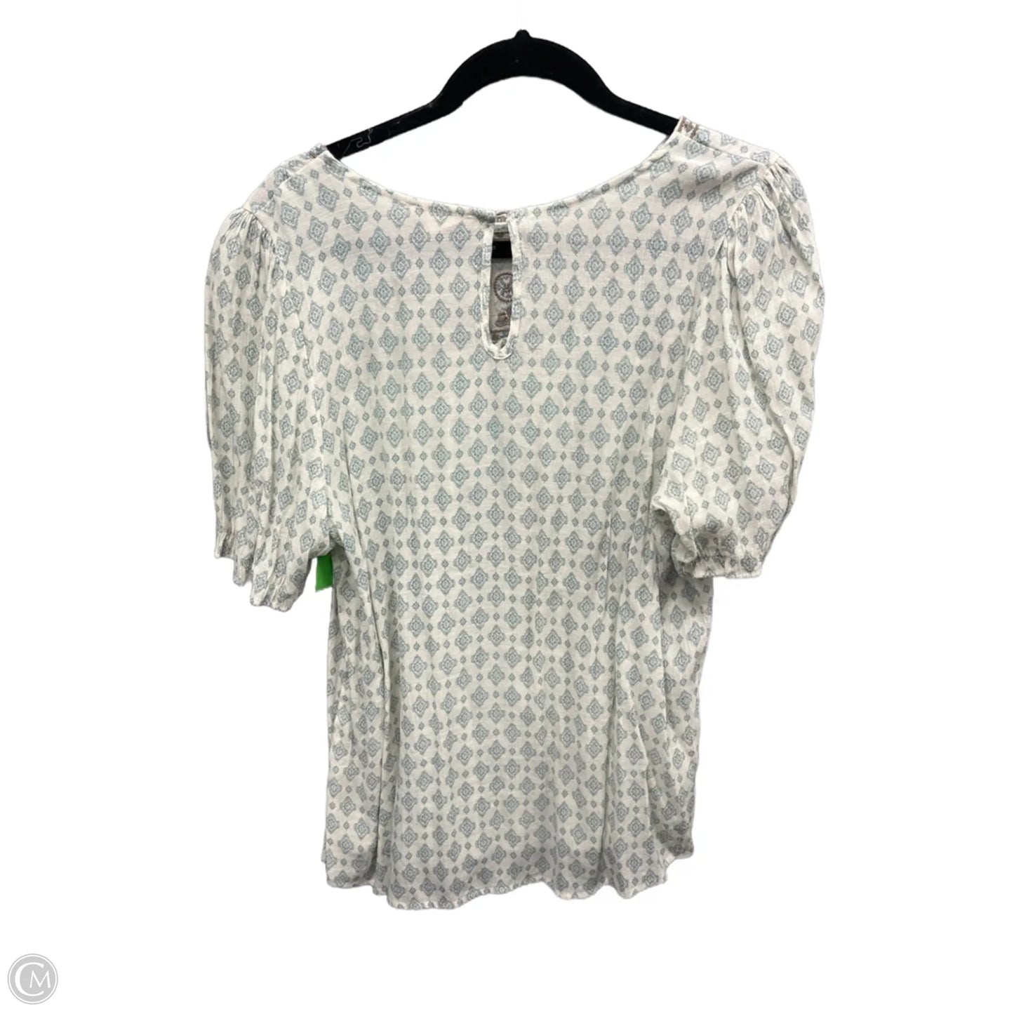 Blouse Short Sleeve By Clothes Mentor In Green & White, Size: 1x