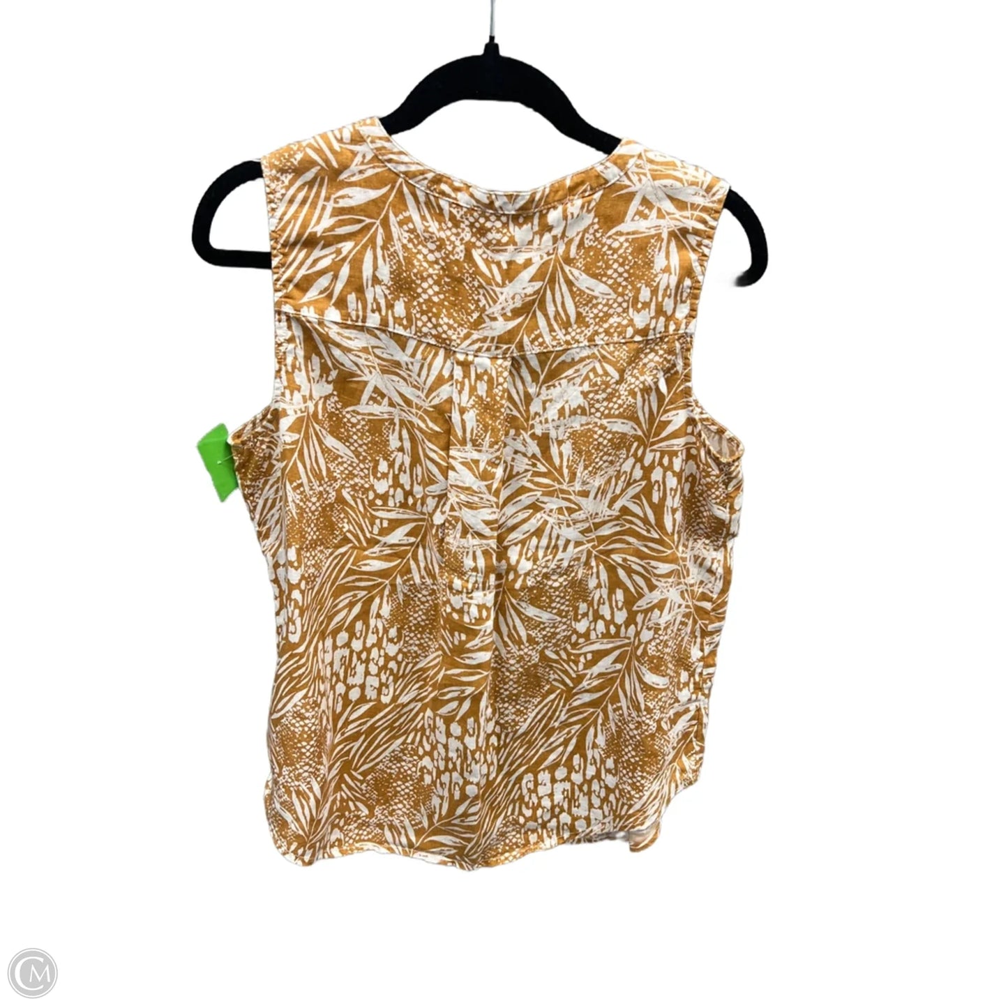 Top Sleeveless By Christian Siriano In White & Yellow, Size: M