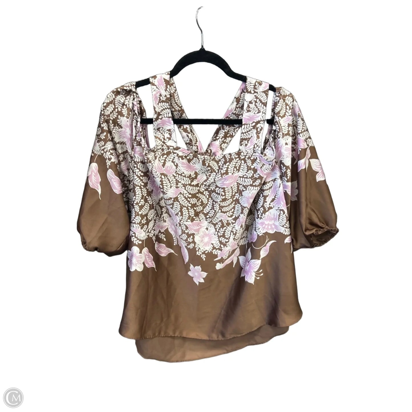 Blouse Long Sleeve By Cato In Brown & Purple, Size: 1x