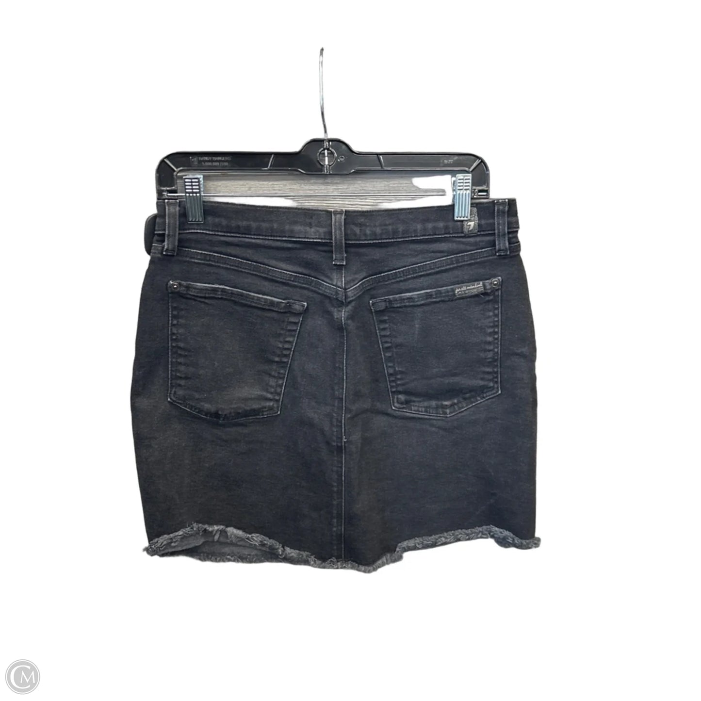 Skirt Midi By 7 For All Mankind In Black Denim, Size: 10