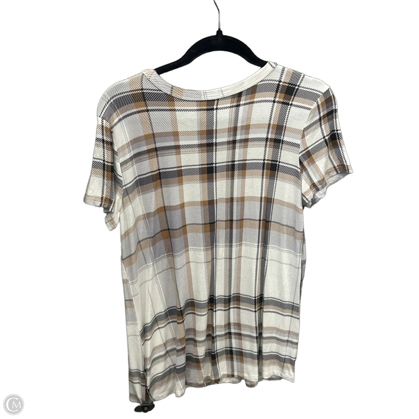 Top Short Sleeve By Maurices In Plaid Pattern, Size: M