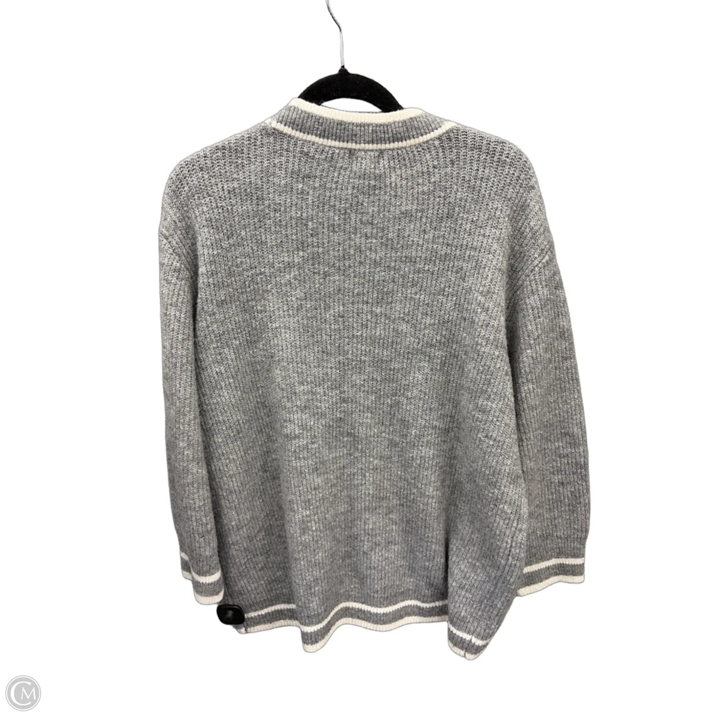 Sweater Cardigan By A New Day In Grey & White, Size: S