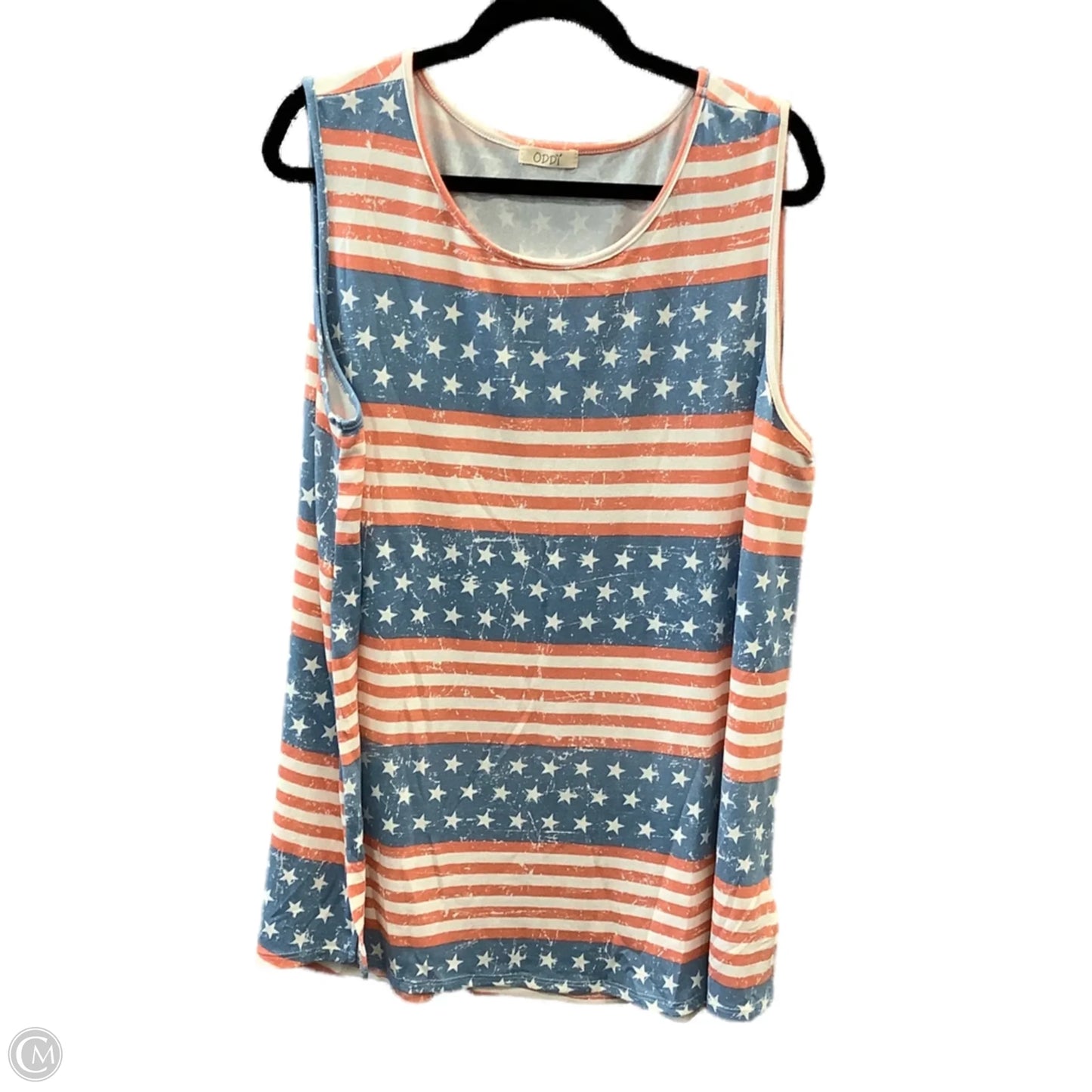 Top Sleeveless By Oddi In Red & White, Size: 3x