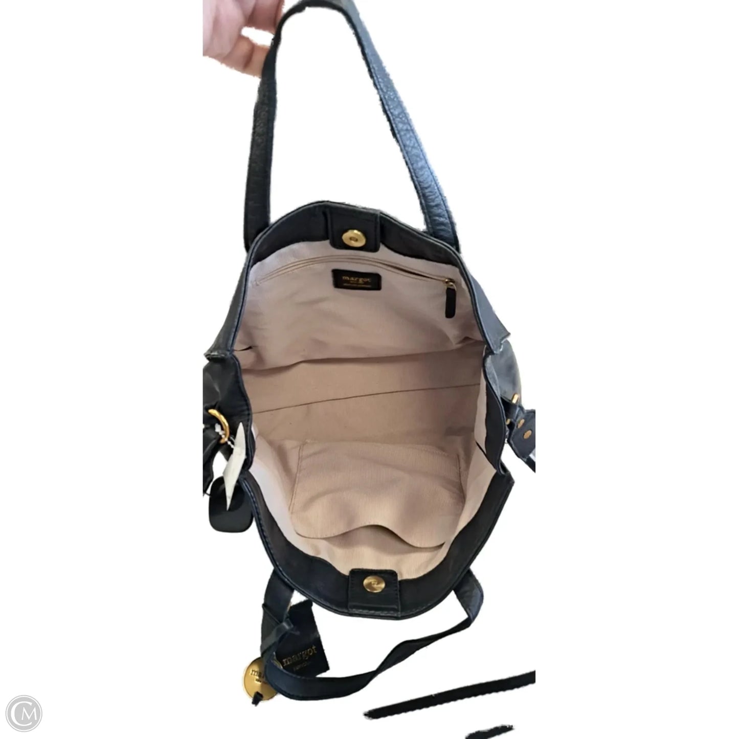 Handbag Leather By Margot, Size: Medium