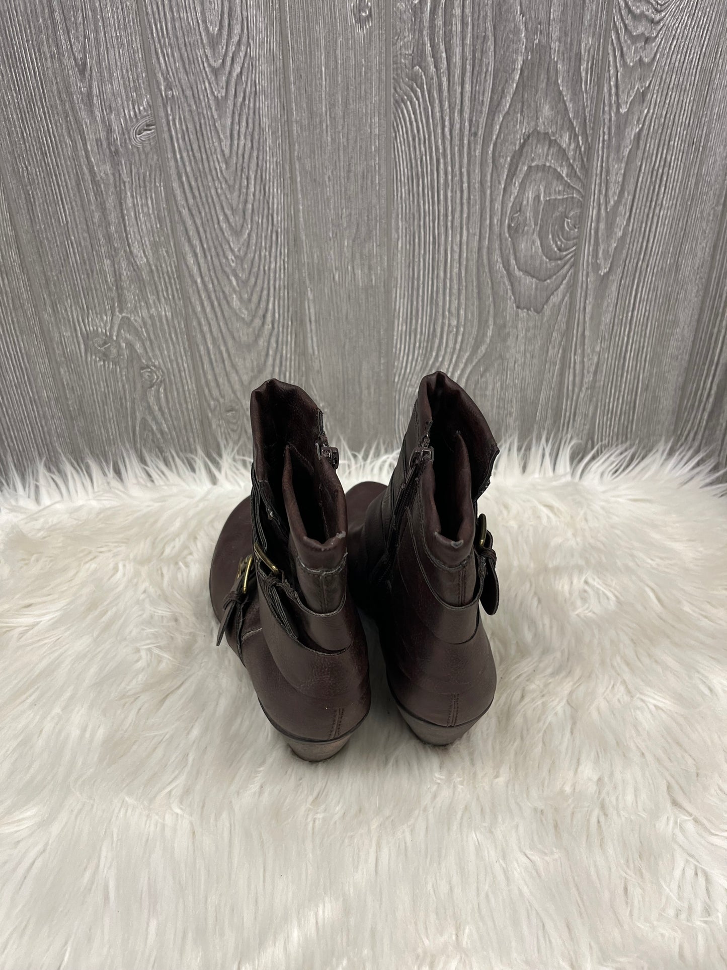 Boots Ankle Heels By Falls Creek In Brown, Size: 8