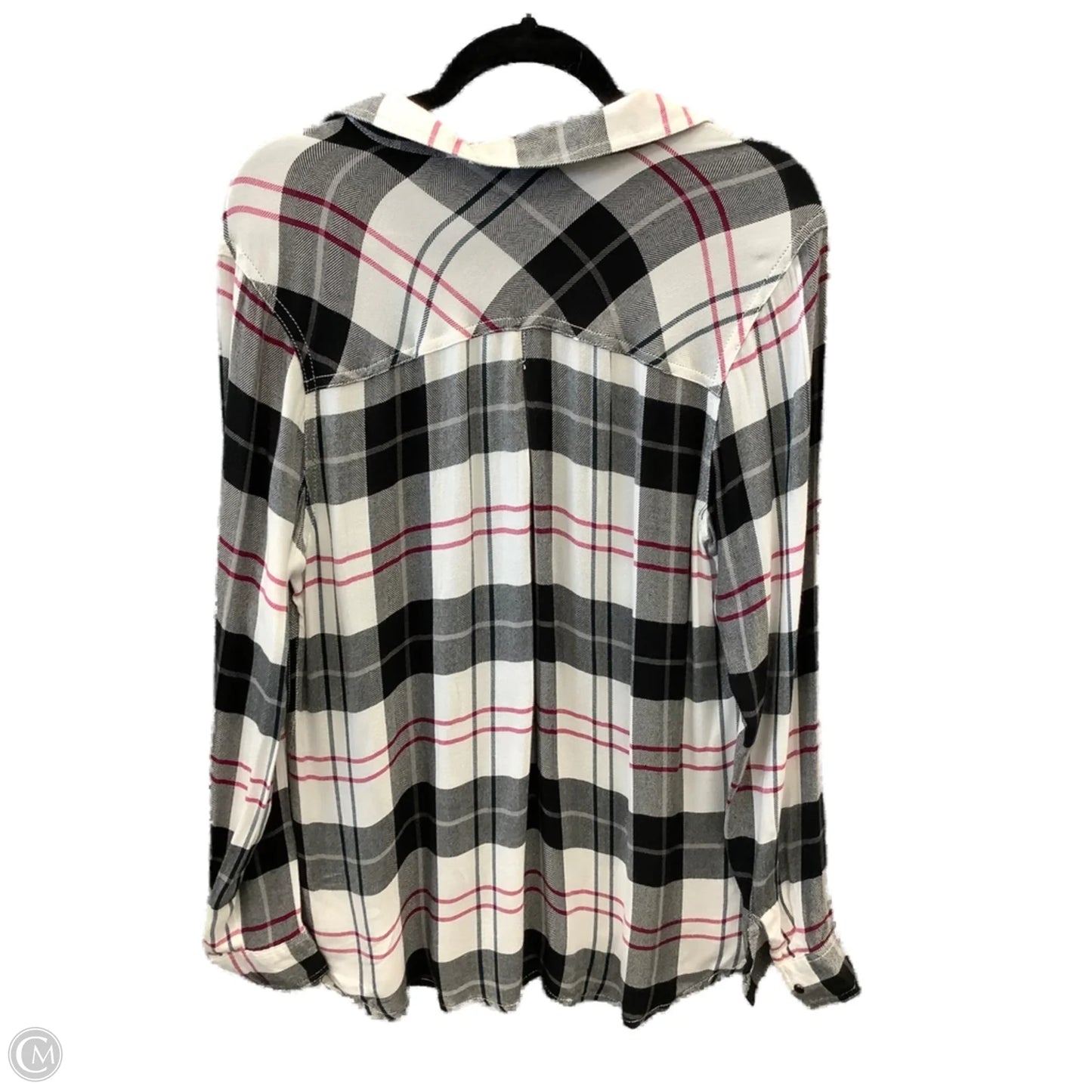 Top Long Sleeve By Maurices In Plaid Pattern, Size: L