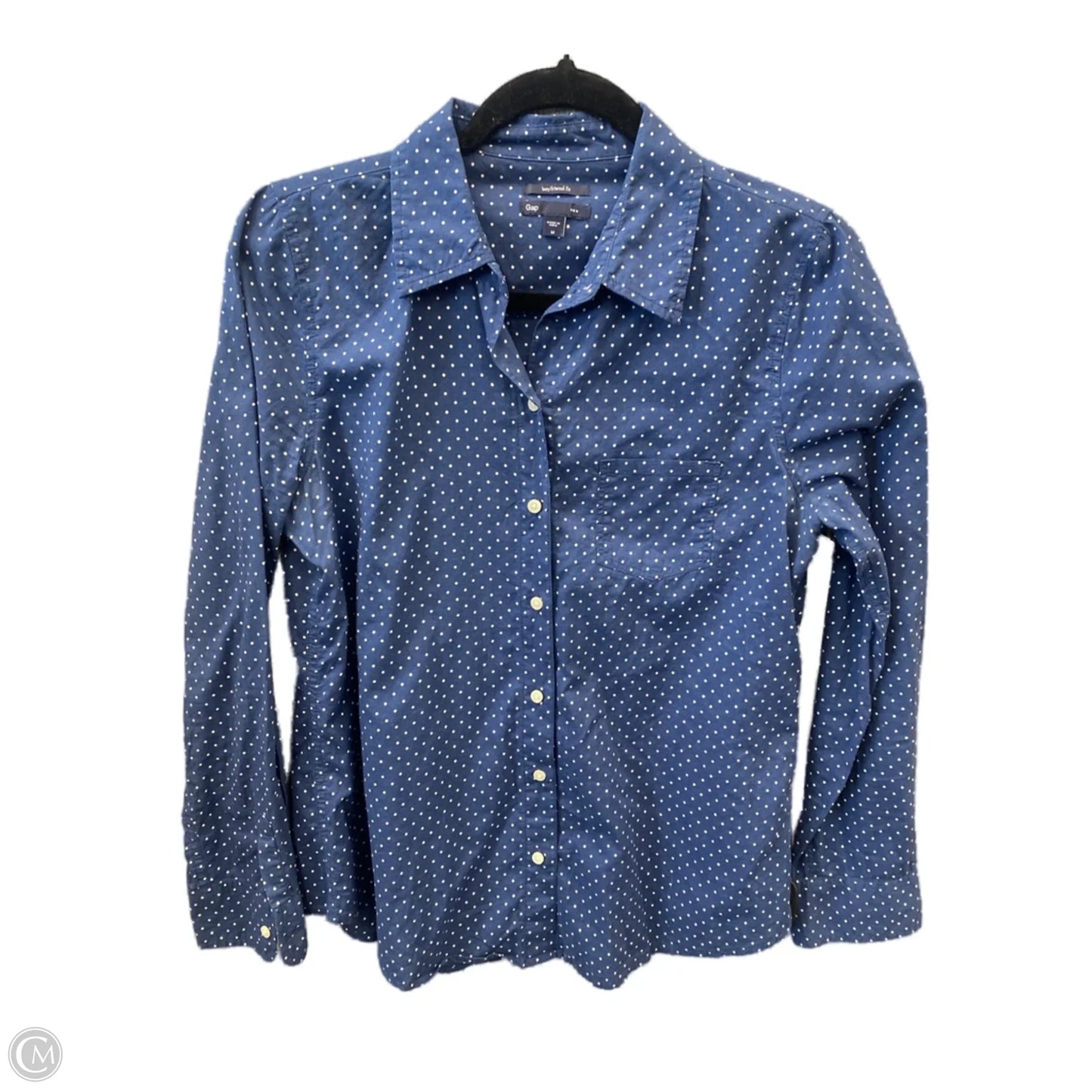 Top Long Sleeve By Gap In Blue & White, Size: M