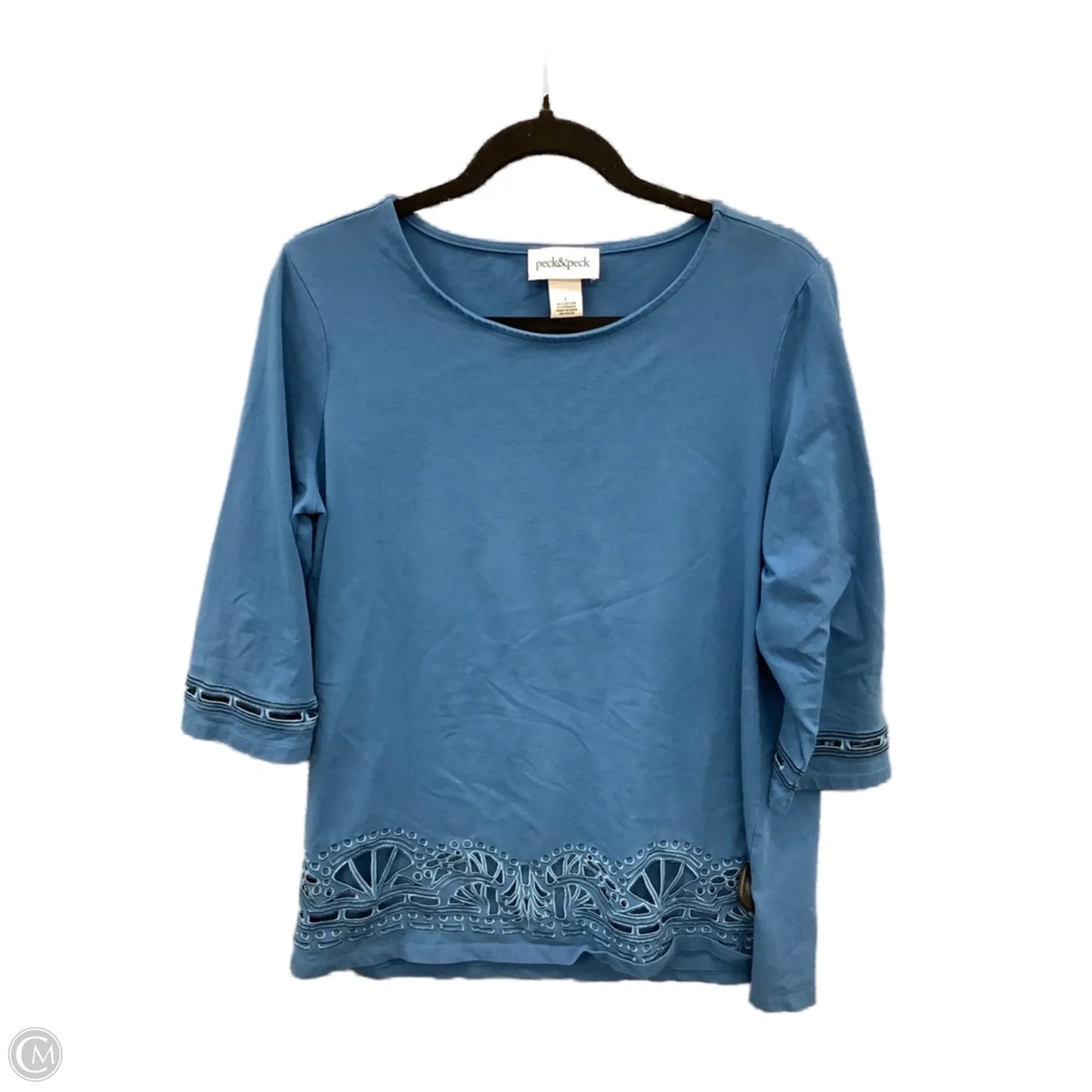 Top Long Sleeve By Peck And Peck In Blue, Size: L