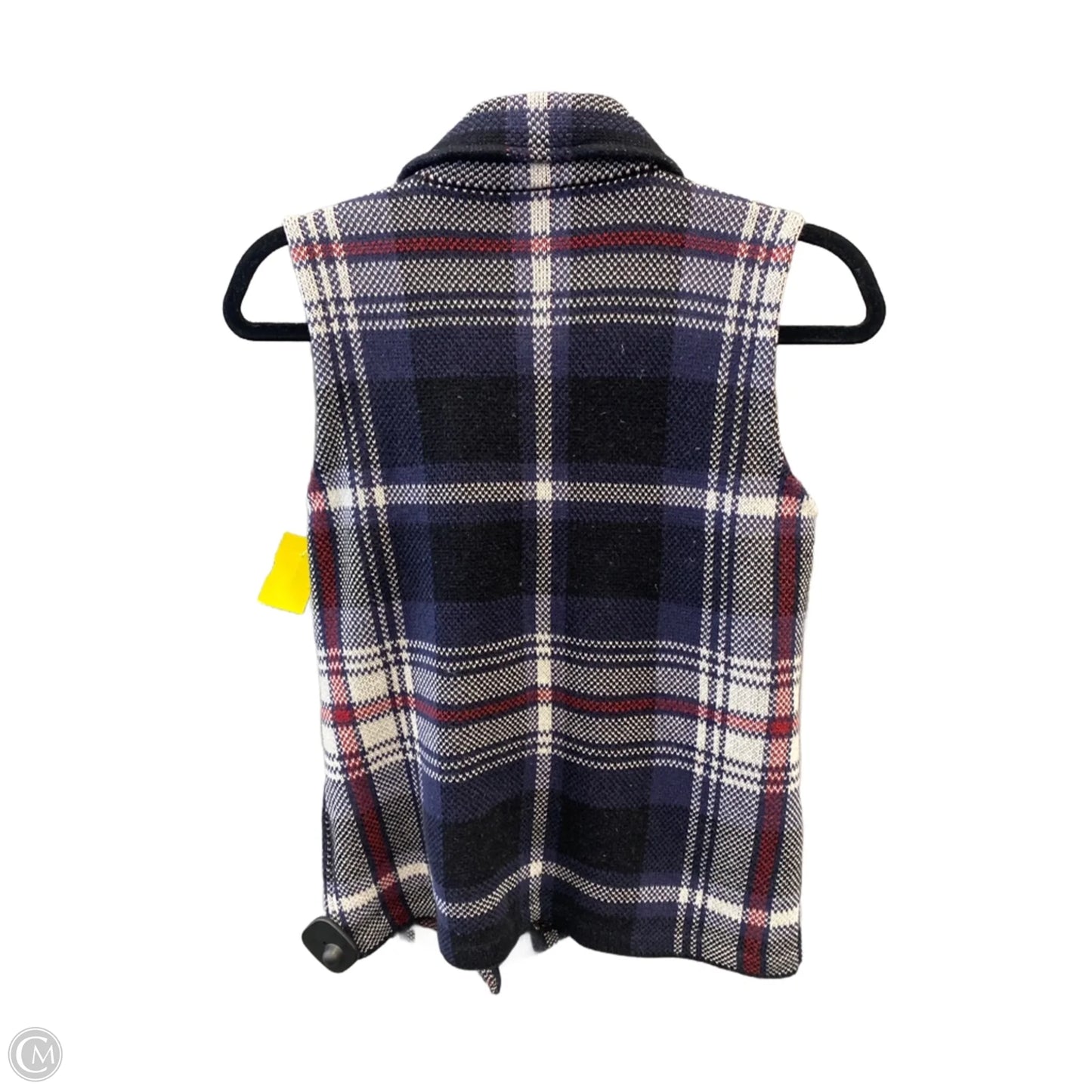 Vest Sweater By Chaps In Plaid Pattern, Size: S