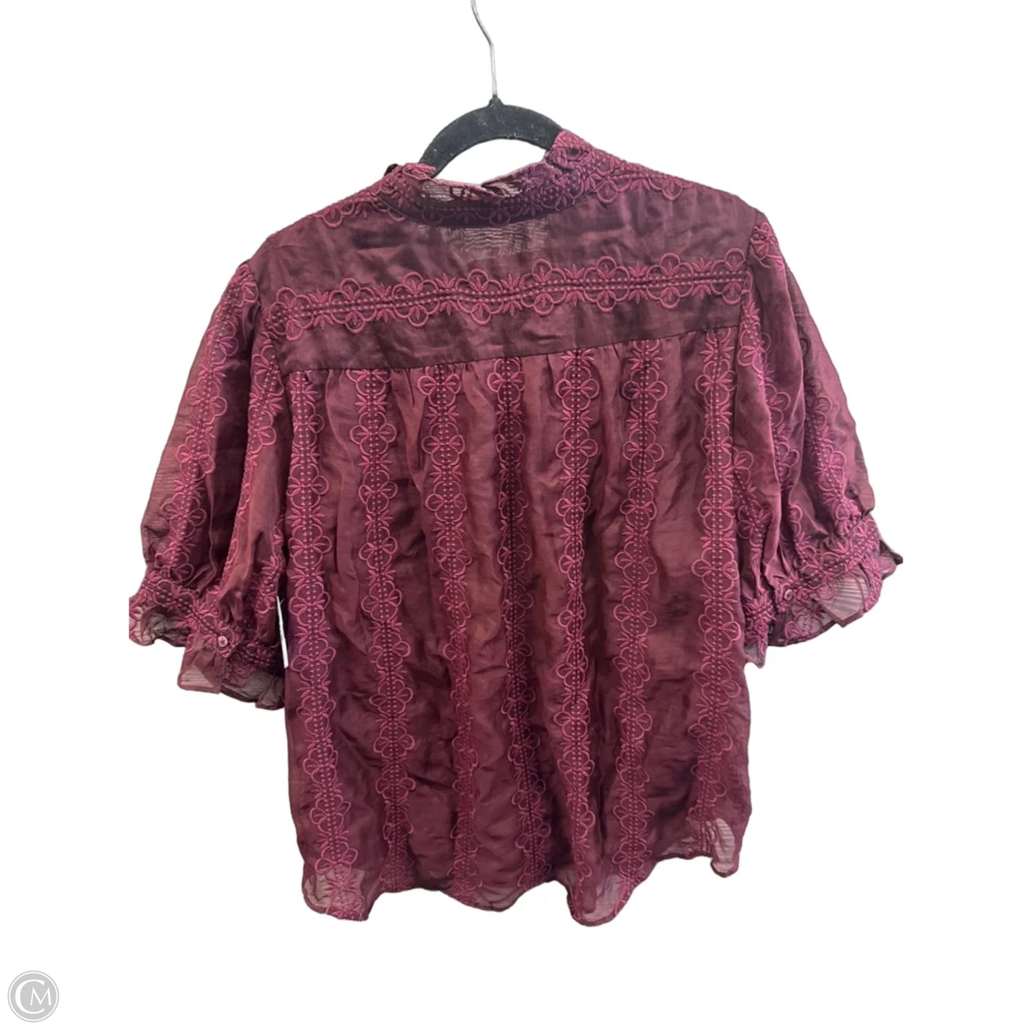 Top Short Sleeve By Ann Taylor In Purple, Size: Xl