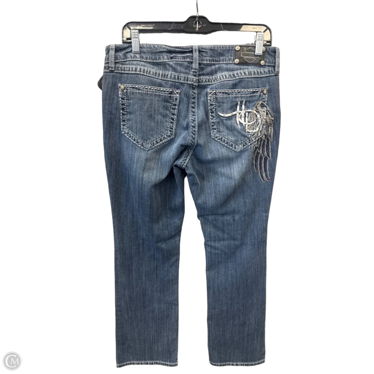 Jeans Boot Cut By Harley Davidson In Blue Denim, Size: 12