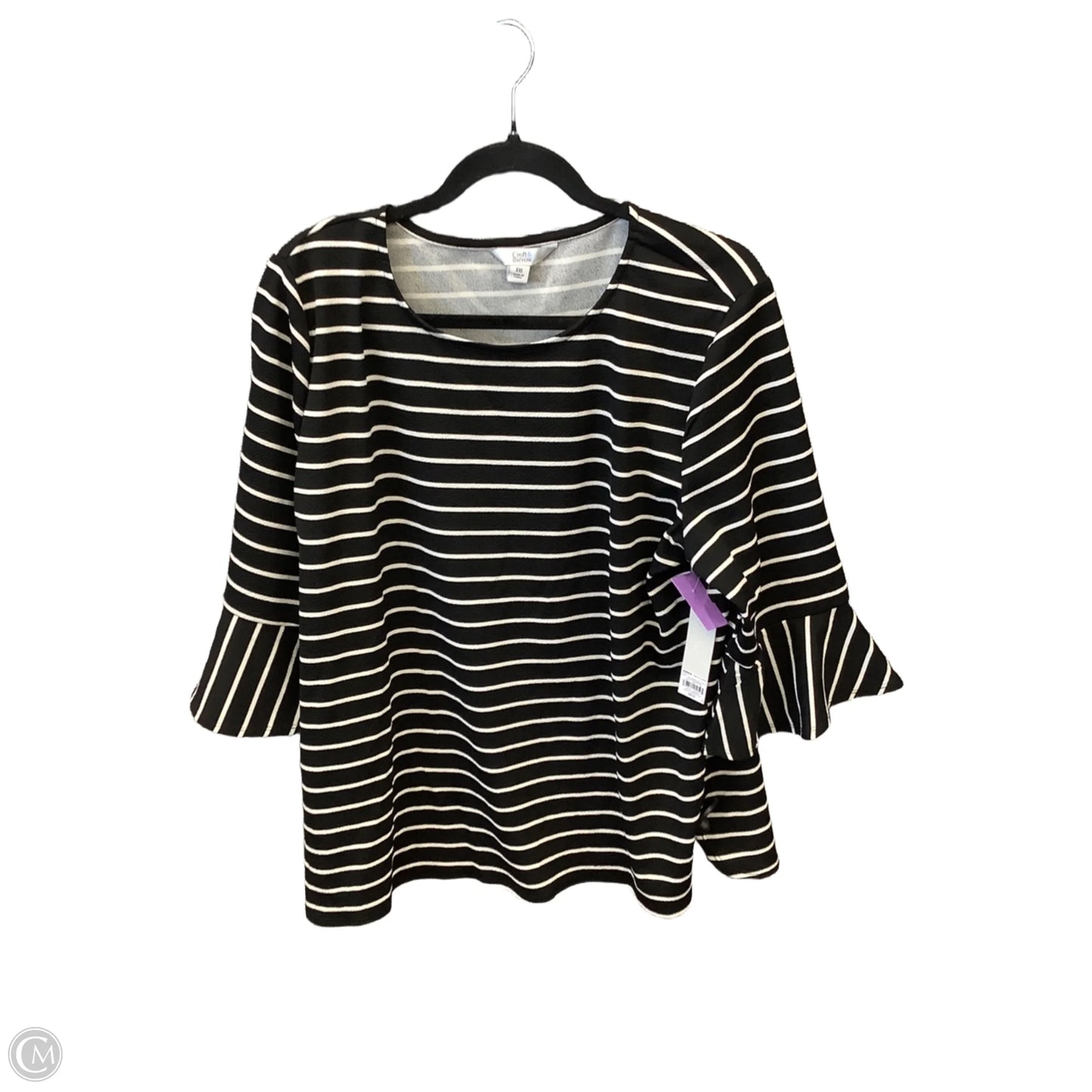 Top 3/4 Sleeve By Croft And Barrow In Black & White, Size: Xxl