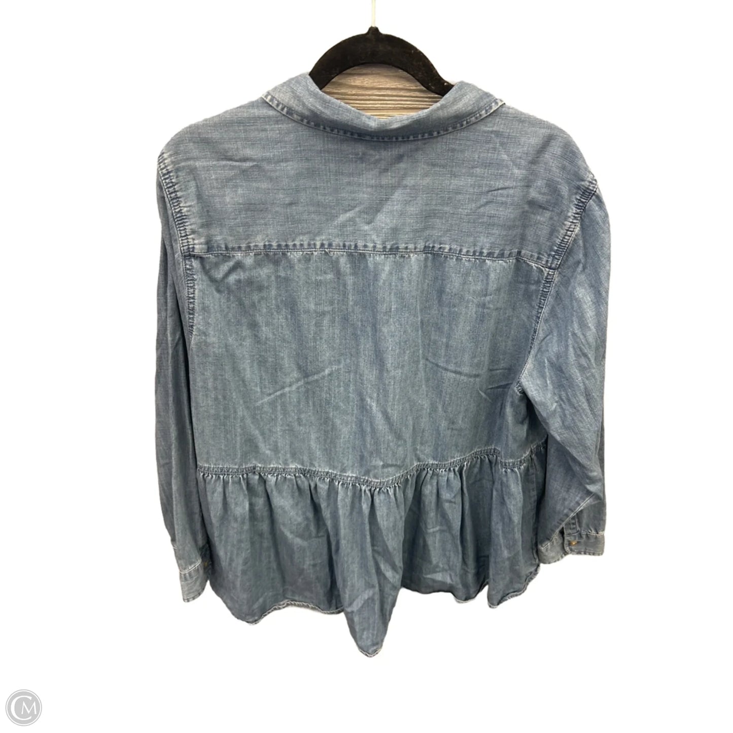 Top Long Sleeve By Falls Creek In Blue Denim, Size: 1x