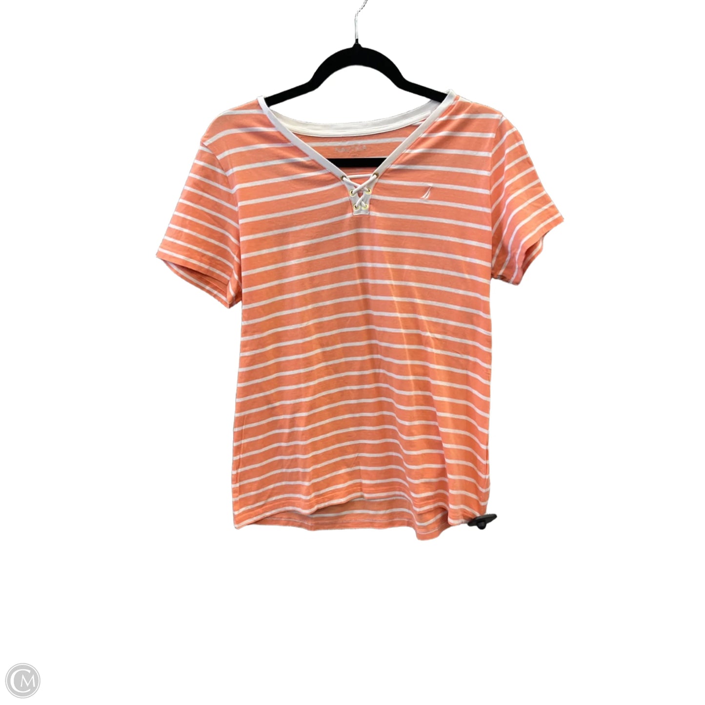 Top Short Sleeve By Nautica In Striped Pattern, Size: L