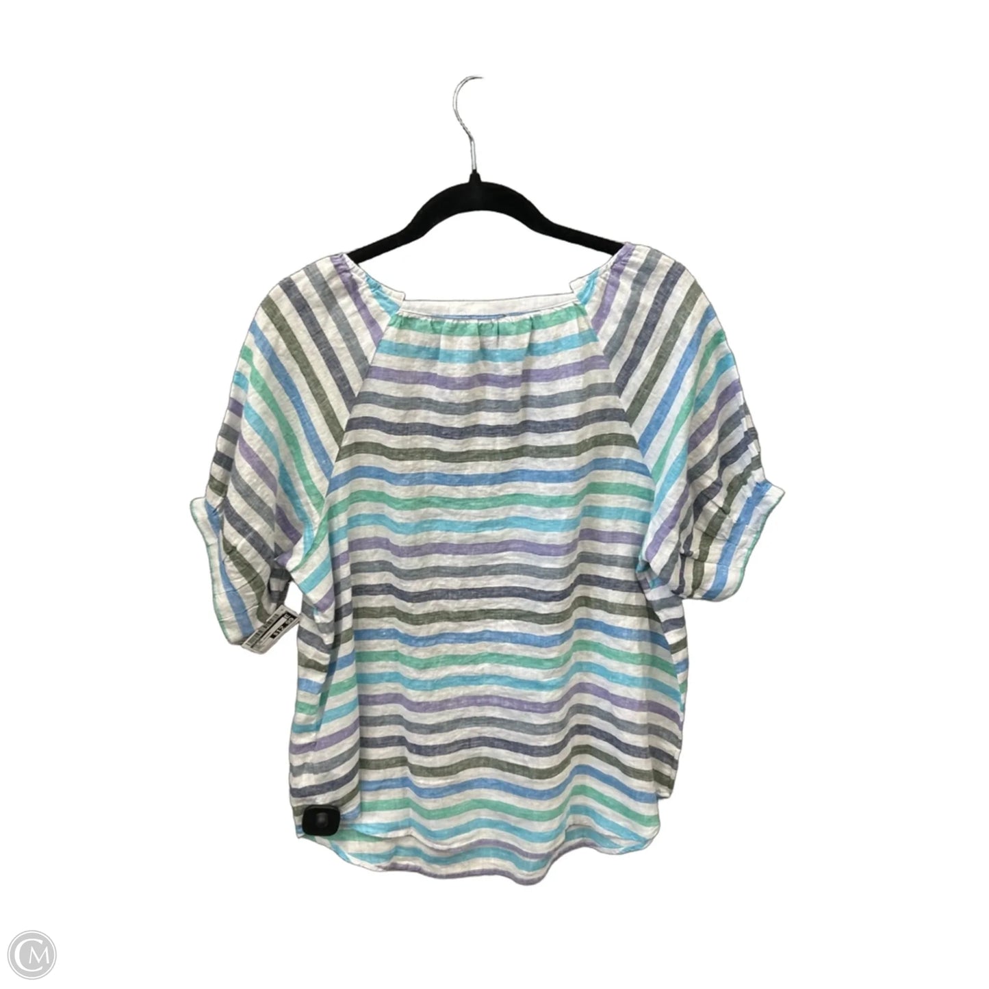 Top Short Sleeve By Talbots In Striped Pattern, Size: L