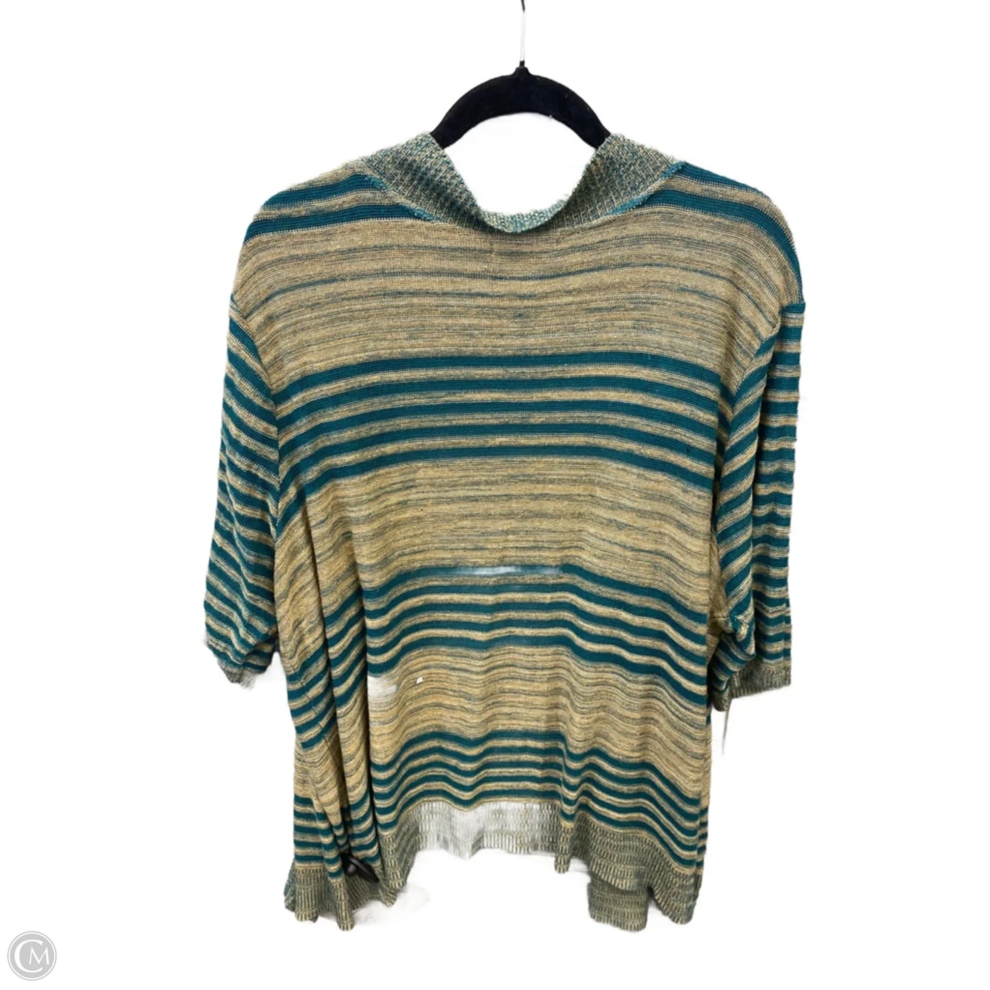 Cardigan By Cj Banks In Blue & Cream, Size: 3x