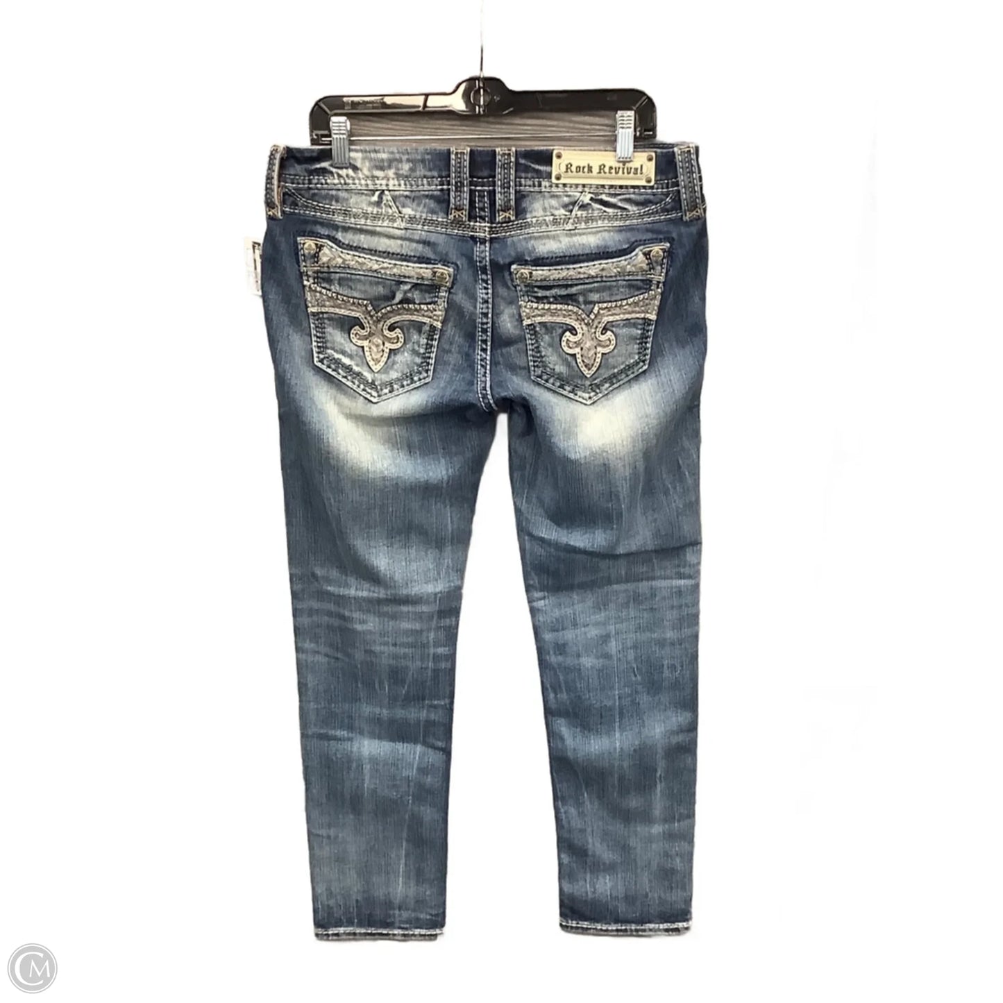 Jeans Skinny By Rock Revival In Blue Denim, Size: 12