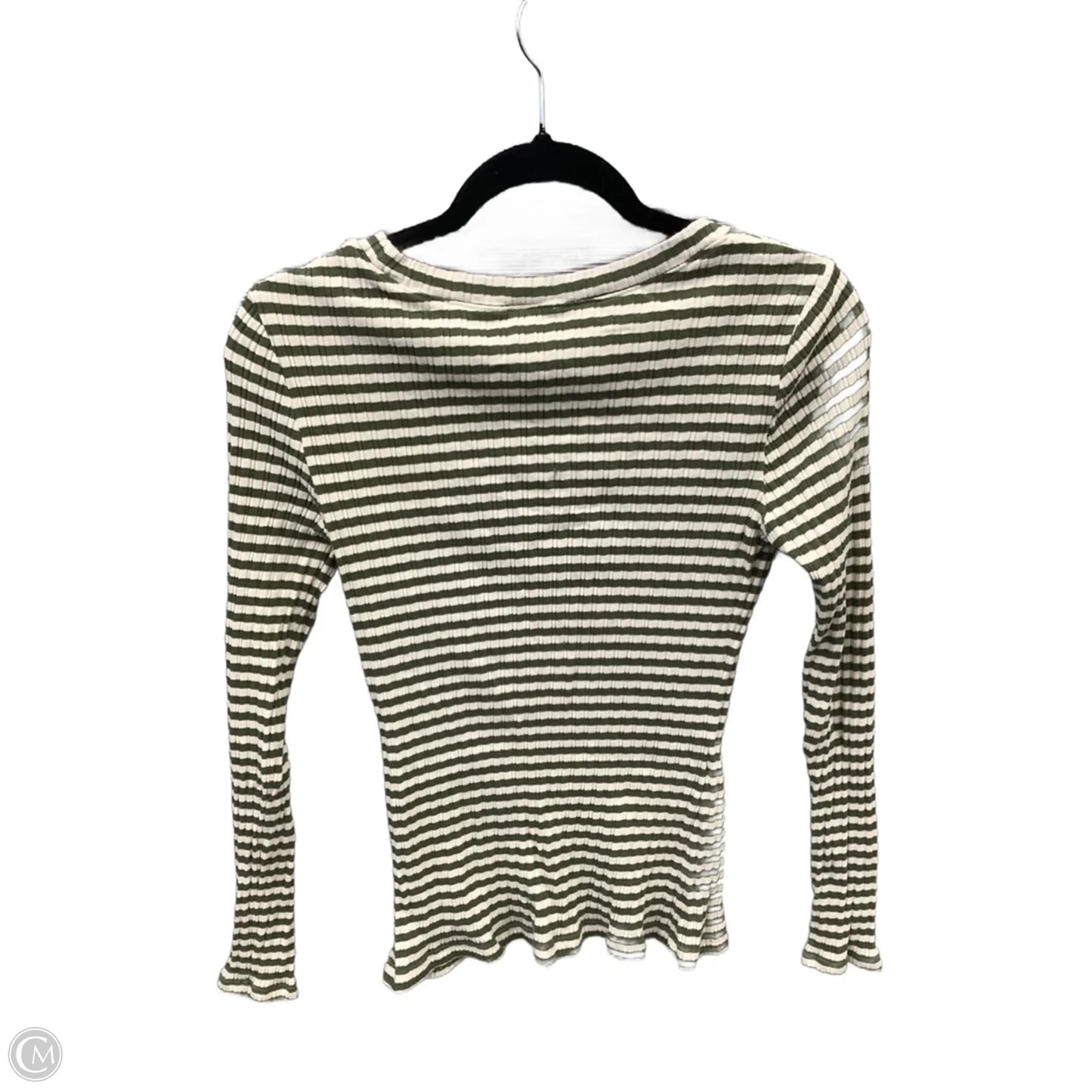 Top Long Sleeve By Falls Creek In Green & White, Size: M